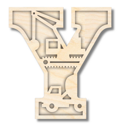Unfinished Wood Layered Themed Letters | Construction | A-Z | 2 Piece | up to 24"