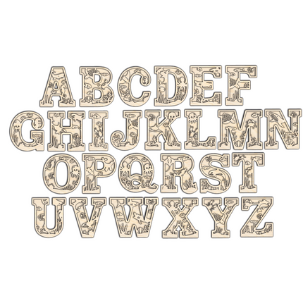 Unfinished Wood Layered Themed Letters | Ocean | A-Z | 2 Piece | up to 24"
