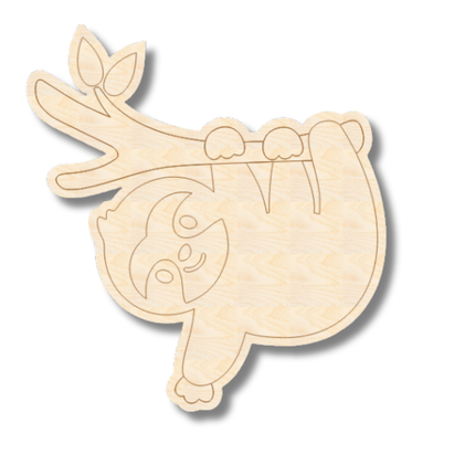 Unfinished Wood Etched Sloth Shape | Paint By Line Crafts | up to 30" DIY