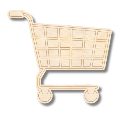Unfinished Wood Etched Shopping Cart Shape | Paint By Line Crafts | up to 30" DIY