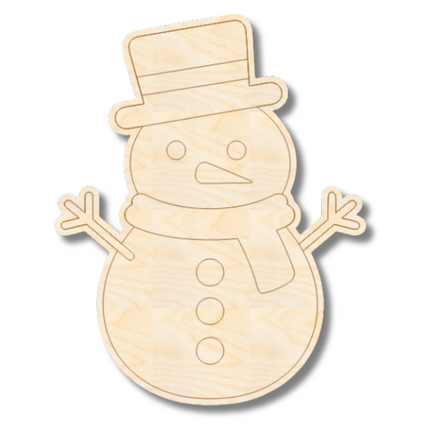 Unfinished Wood Etched Snowman Shape | Paint By Line Crafts | up to 30" DIY