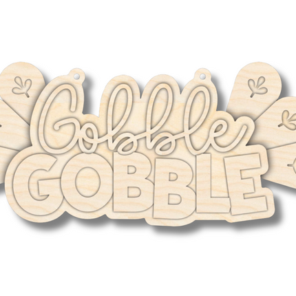 Unfinished Wood Gobble Gobble Door Sign Kit | Wood Craft Cutouts | 1/4" Thick |