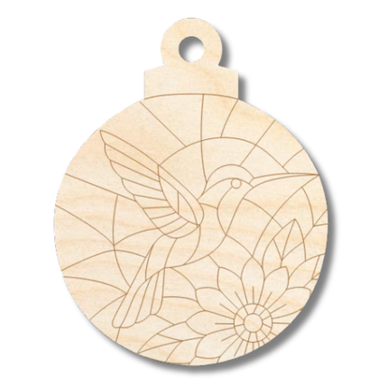Unfinished Wood Etched Mosaic Hummingbird Ornament Shape | Paint By Line Crafts | up to 30" DIY