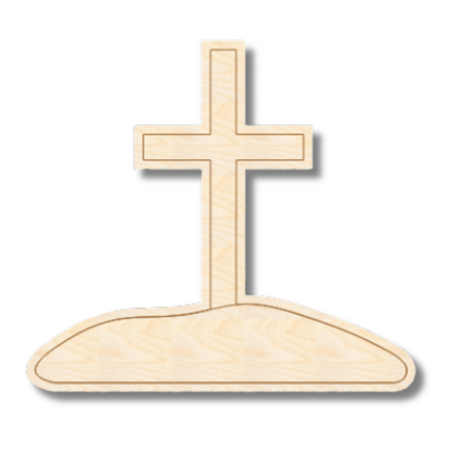 Unfinished Wood Etched Cross Shape | Paint By Line Crafts | up to 30" DIY