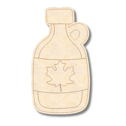 Unfinished Wood Etched Maple Syrup Shape | Paint By Line Crafts | up to 30" DIY