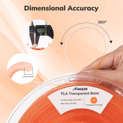 PLA Crystal-Transparent 1.75mm, 1KG/2.2LB