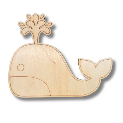 Unfinished Wood Etched Whale Shape | Paint By Line Crafts | up to 30" DIY