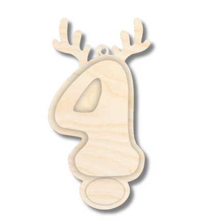 Unfinished Wood Layered Letter and Number Reindeer Ornaments | A-Z | 0-9 | 3 Piece | 6" Tall | 1/8" Wood | Wood Craft DIY