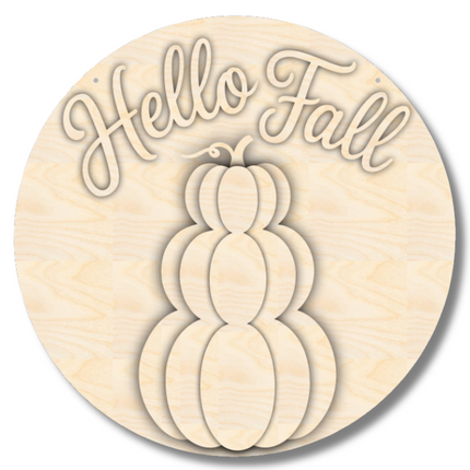 Unfinished Wood Hello Fall Pumpkins Door Sign Kit | Wood Craft Cutouts | 1/4" Thick |