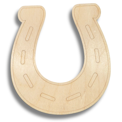 Unfinished Wood Etched Horseshoe Shape | Paint By Line Crafts | up to 30" DIY