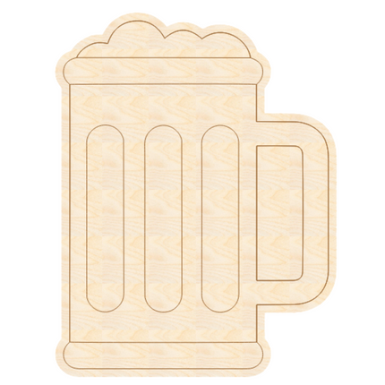 Unfinished Wood Etched Beer Mug Shape | Paint By Line Crafts | up to 30" DIY