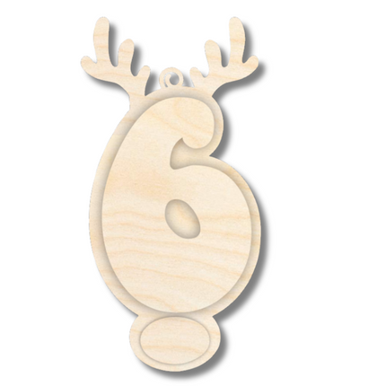 Unfinished Wood Layered Letter and Number Reindeer Ornaments | A-Z | 0-9 | 3 Piece | 6" Tall | 1/8" Wood | Wood Craft DIY