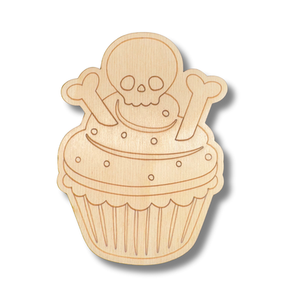Unfinished Wood Etched Skull Cup Cake Shape | Paint By Line Crafts | up to 30" DIY