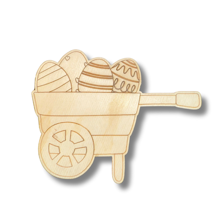 Unfinished Wood Etched Easter Egg Wagon Shape | Paint By Line Crafts | up to 30" DIY
