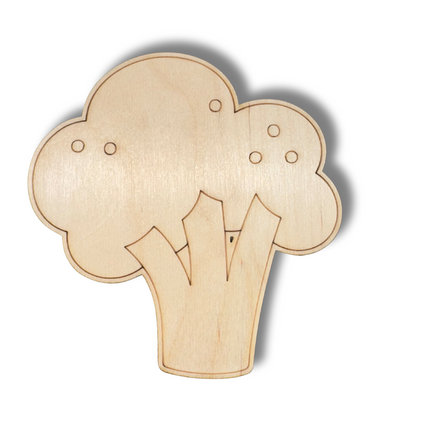 Unfinished Wood Etched Broccoli Shape | Paint By Line Crafts | up to 30" DIY