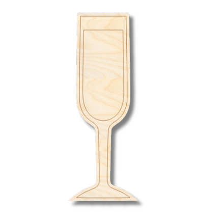 Unfinished Wood Etched Champagne Shape | Paint By Line Crafts | up to 30" DIY