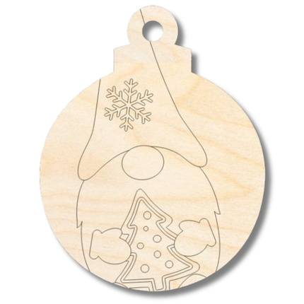 Unfinished Wood Etched Gnome Ornament Shape | Paint By Line Crafts | up to 30" DIY