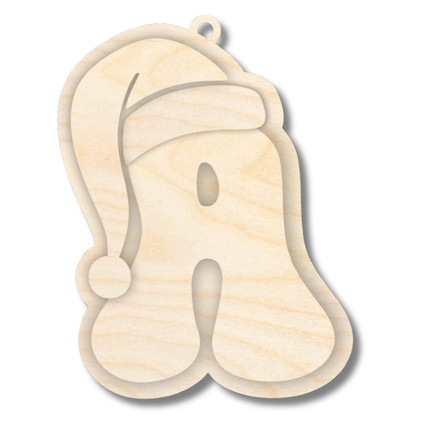 Unfinished Wood Layered Letter Santa Hat Tags | A-Z | 4 Piece | 6" Tall | 1/8" Wood | Wood Craft DIY