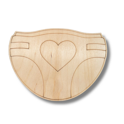 Unfinished Wood Etched Diaper Shape | Paint By Line Crafts | up to 30" DIY