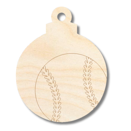 Unfinished Wood Etched Baseball Ornament Shape | Paint By Line Crafts | up to 30" DIY