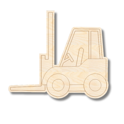Unfinished Wood Etched Fork Lift Shape | Paint By Line Crafts | up to 30" DIY