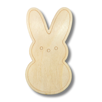 Unfinished Wood Etched Marshmallow Bunny Shape | Paint By Line Crafts | up to 30" DIY