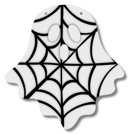 Unfinished Wood Spider Web Ghost Door Sign Kit | Wood Craft Cutouts | 1/4" Thick |