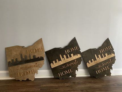 Unfinished Wood Ohio Shape - State - Craft - up to 46" DIY
