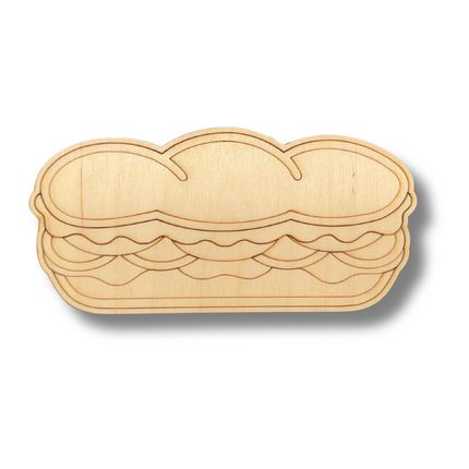 Unfinished Wood Etched Hoagie Shape | Paint By Line Crafts | up to 30" DIY