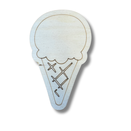 Unfinished Wood Etched Single Ice Cream Scoop Shape | Paint By Line Crafts | up to 30" DIY