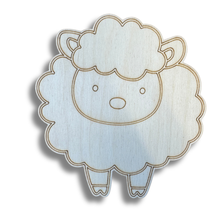 Unfinished Wood Etched Farm Sheep Shape | Paint By Line Crafts | up to 30" DIY