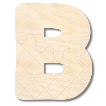 Unfinished Wood Layered Etched Themed Letters | Ice Cream | A-Z | 2 Piece | up to 24"