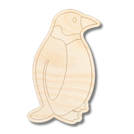 Unfinished Wood Etched Emperor Penguin Shape | Paint By Line Crafts | up to 30" DIY