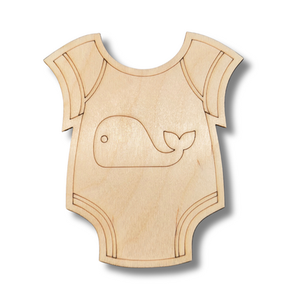 Unfinished Wood Etched Whale Onesie Shape | Paint By Line Crafts | up to 30" DIY