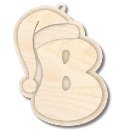 Unfinished Wood Layered Letter Santa Hat Tags | A-Z | 4 Piece | 6" Tall | 1/8" Wood | Wood Craft DIY