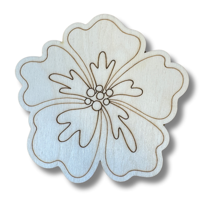 Unfinished Wood Etched Beach Flower Shape | Paint By Line Crafts | up to 30" DIY