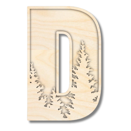 Unfinished Wood Layered Themed Letters | Pine Trees | A-Z | 2 Piece | up to 24"