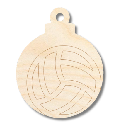 Unfinished Wood Etched Volleyball Ornament Shape | Paint By Line Crafts | up to 30" DIY
