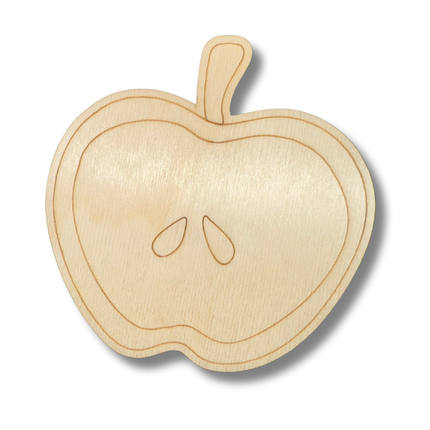 Unfinished Wood Etched Half Apple Shape | Paint By Line Crafts | up to 30" DIY