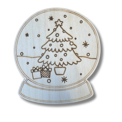 Unfinished Wood Etched Tree Snowglobe Shape | Paint By Line Crafts | up to 30" DIY