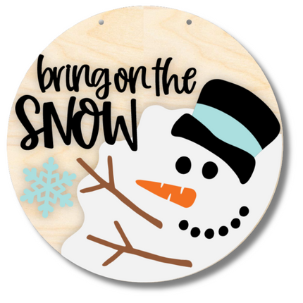 Unfinished Wood Bring On The Snow Door Sign Kit | Wood Craft Cutouts | 1/4" Thick |