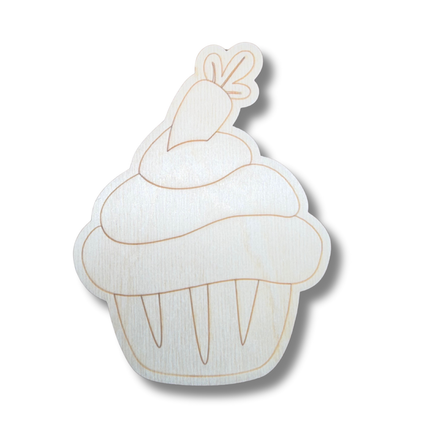 Unfinished Wood Etched Carrot Cup Cake Shape | Paint By Line Crafts | up to 30" DIY