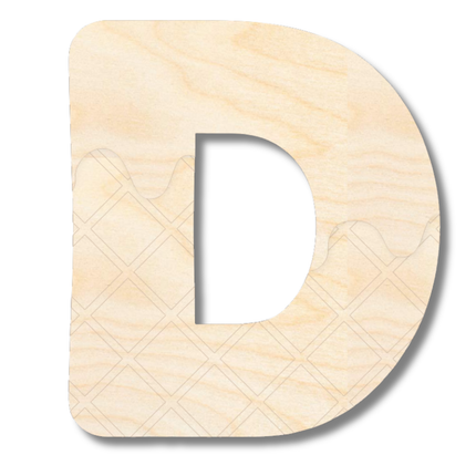 Unfinished Wood Layered Etched Themed Letters | Ice Cream | A-Z | 2 Piece | up to 24"