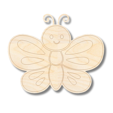 Unfinished Wood Etched Butterfly Shape | Paint By Line Crafts | up to 30" DIY