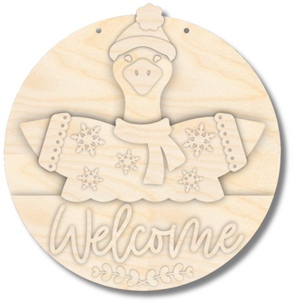 Unfinished Wood Welcome Goose Door Sign Kit | Wood Craft Cutouts | 1/4" Thick |