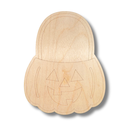 Unfinished Wood Etched Jack o' Lantern Pail Shape | Paint By Line Crafts | up to 30" DIY
