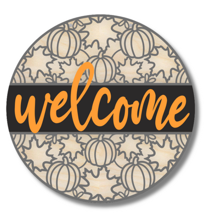 Unfinished Wood Fall Leaves Welcome Door Sign Kit | Wood Craft Cutouts | 1/4" Thick |
