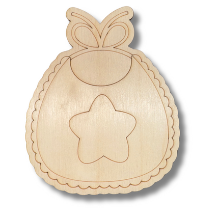 Unfinished Wood Etched Bib Shape | Paint By Line Crafts | up to 30" DIY