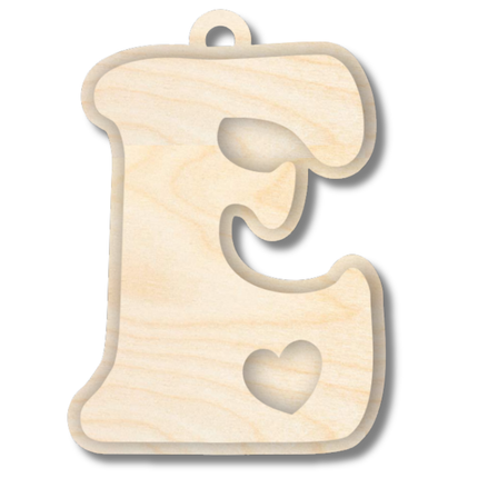 Unfinished Wood Layered Letter Valentines Tags | A-Z | 2 Piece | 6" Tall | 1/8" Wood | Wood Craft DIY
