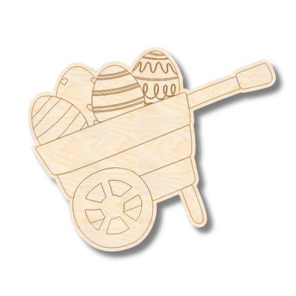 Unfinished Wood Etched Easter Egg Wagon Shape | Paint By Line Crafts | up to 30" DIY